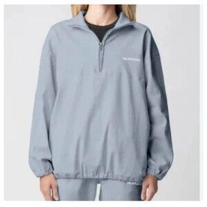 Talentless Twill  Quarter-Zip Pullover Sweatshirt M Smocked blue
